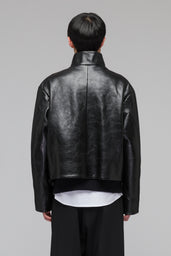 ''OFFICERS''  Leather Jacket Black - 032C0372t