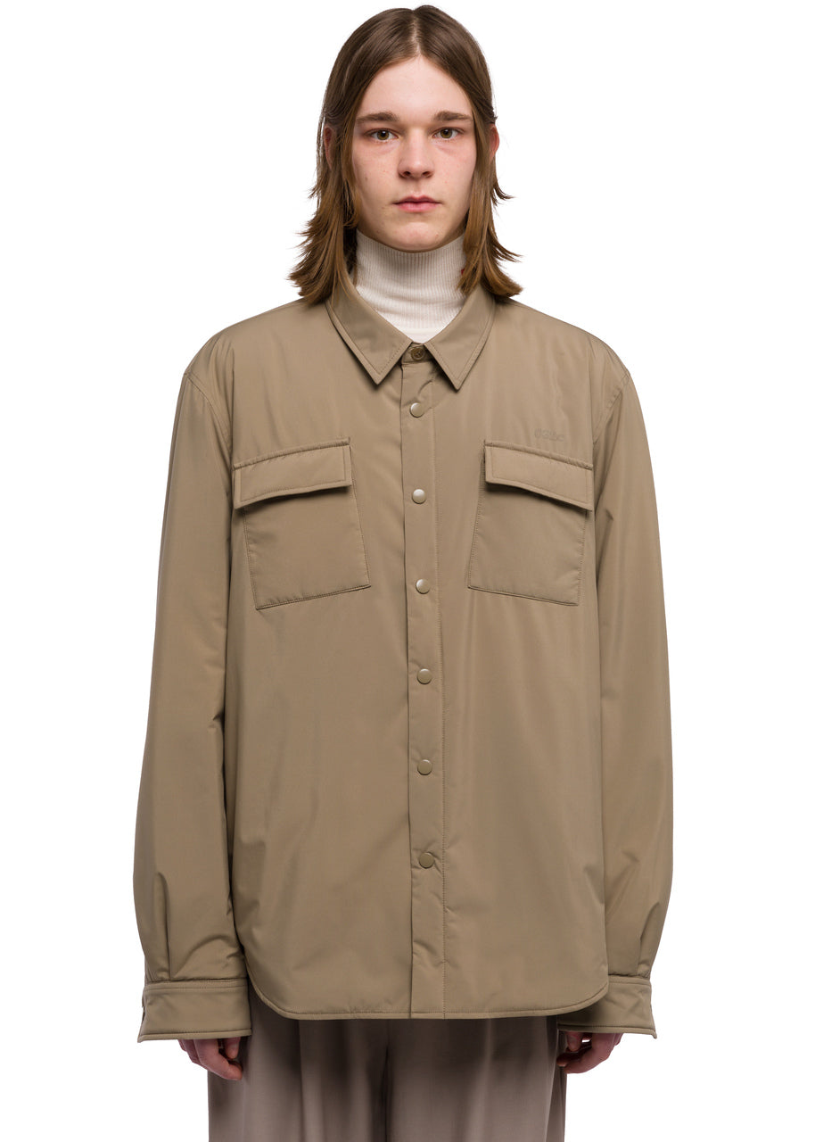 Padded Button Up Shirt Taupe
