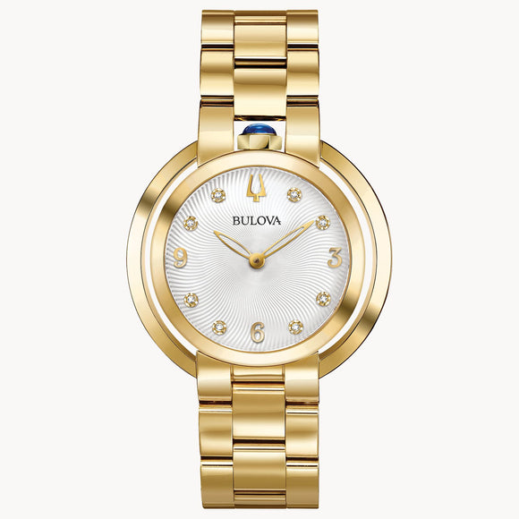 97P125 Bulova Ladies Gold Watch with Diamonds – Greymouth Showcase ...