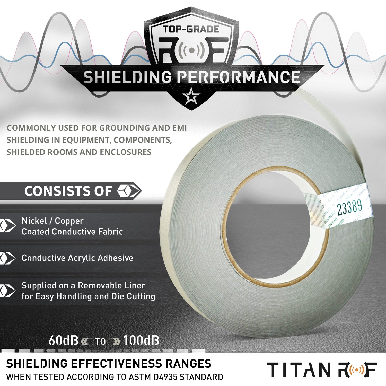 TitanRF Faraday Tape - High-Shielding Conductive Adhesive Tape,1W