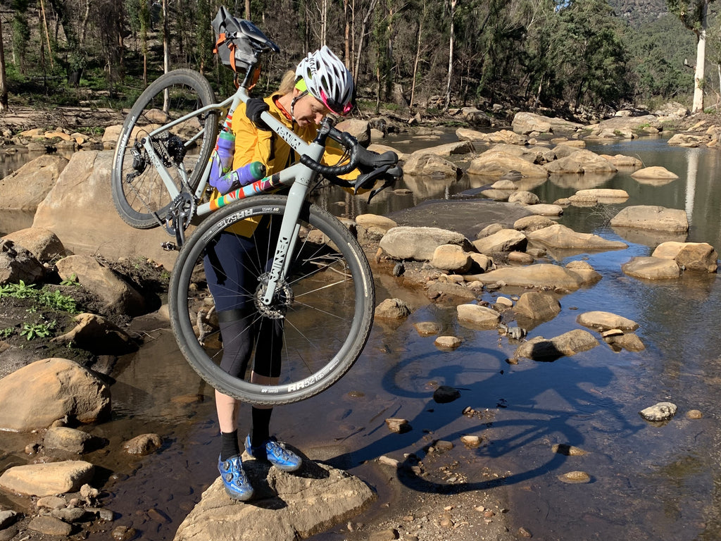 Creek crossing with a gravel bike