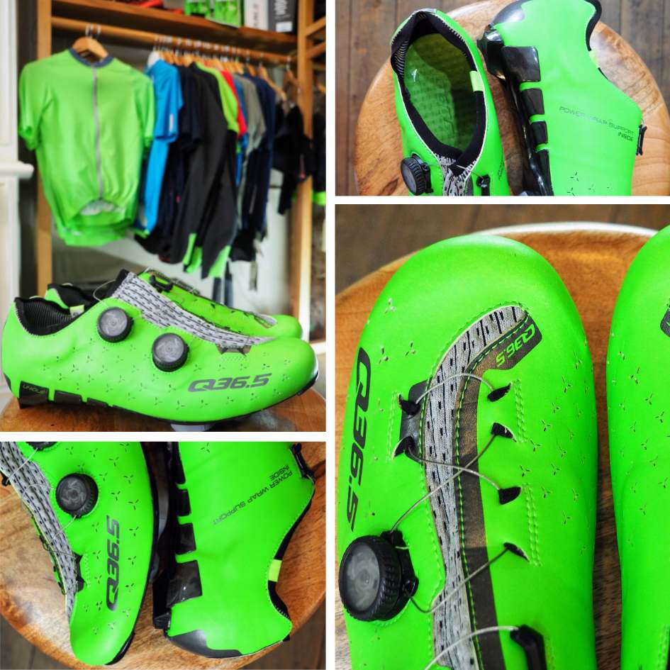 green cycling shoes unique by q36.5