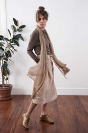 Big Air Bamboo knit Scarf -  Dark Brown / Light Brown