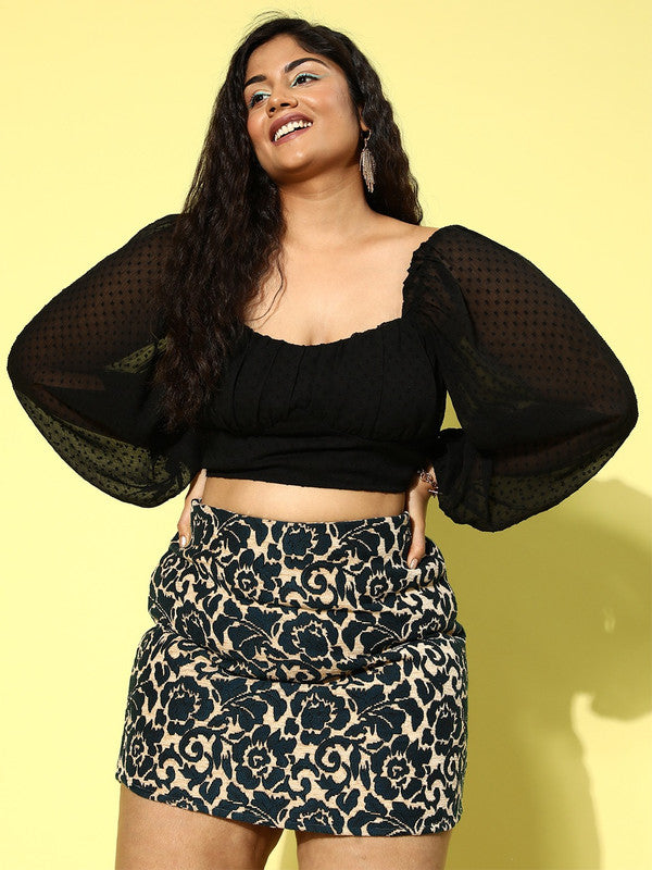 Plus Size Shelley Puff Sleeve Crop Top