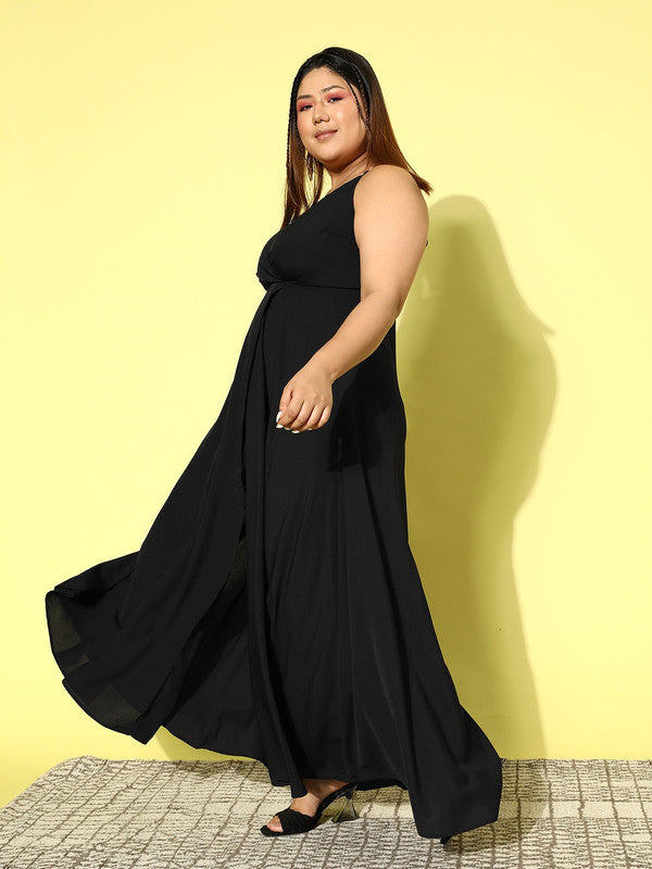 Buy BLACK HIGH-SLIT MAXI DRESS for Women Online in India
