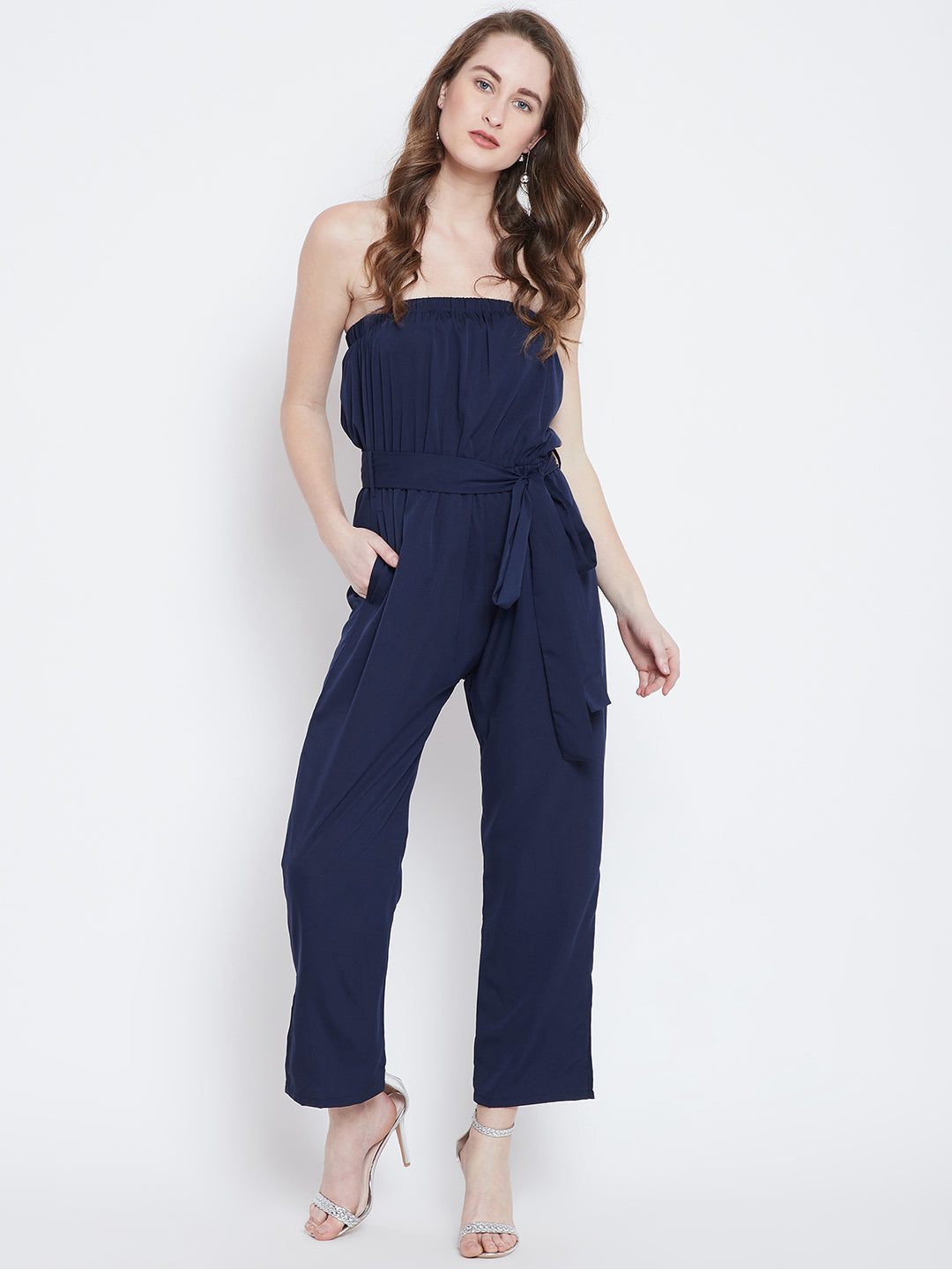 Navy Blue Solid Jumpsuit Berrylush 8209