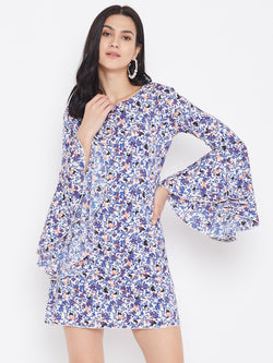 Berrylush Women White & Blue Paisley Printed Two-Piece Dress