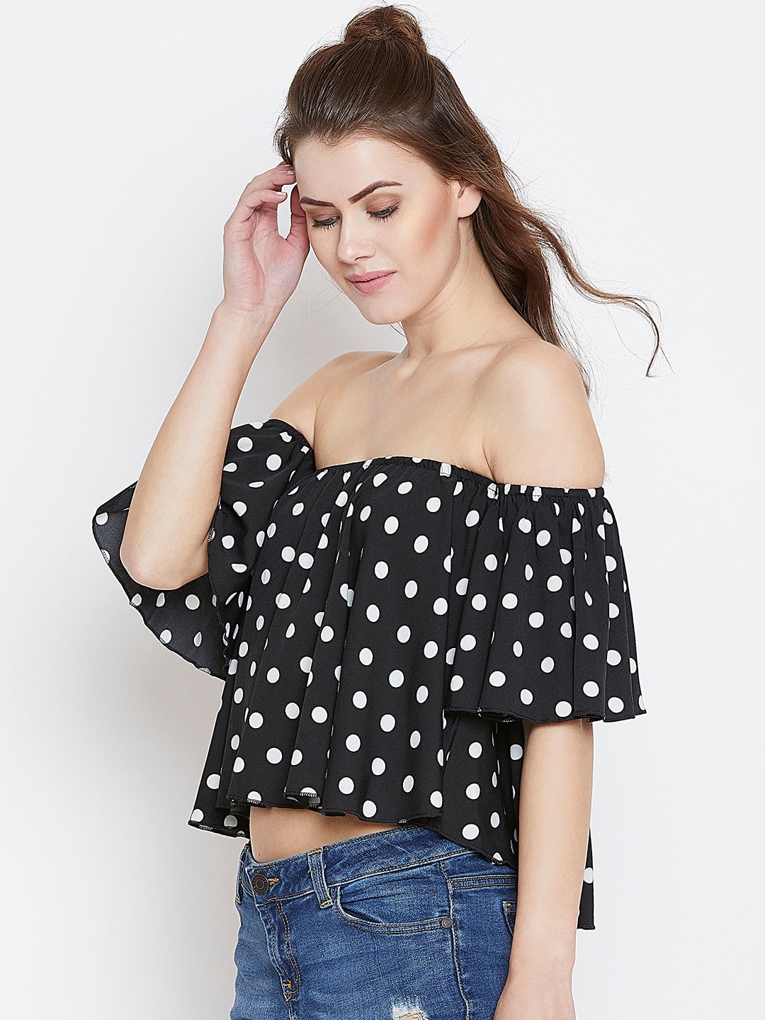 black white bardot top