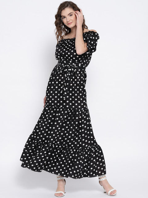 black and white print maxi dress