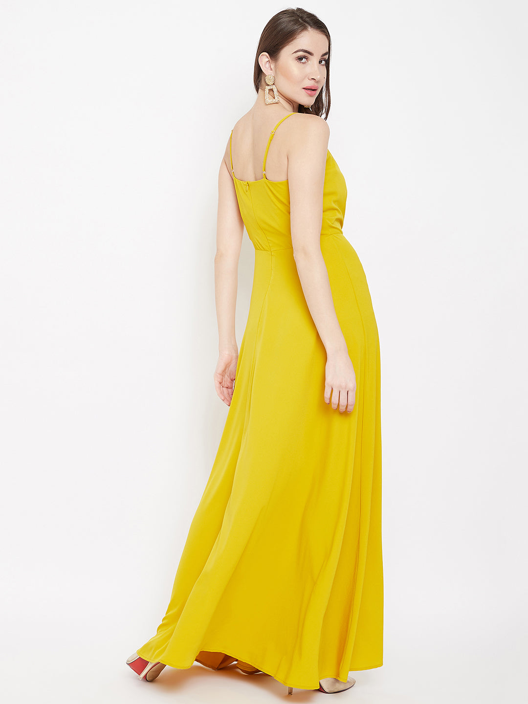 Berrylush Women Yellow Solid Maxi Dress 6241