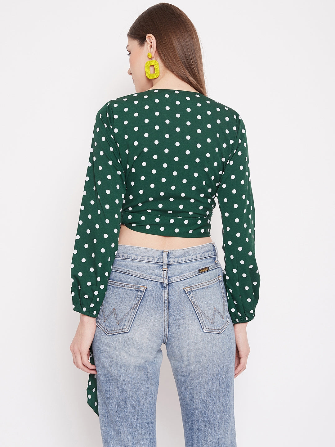 green polka dot crop top