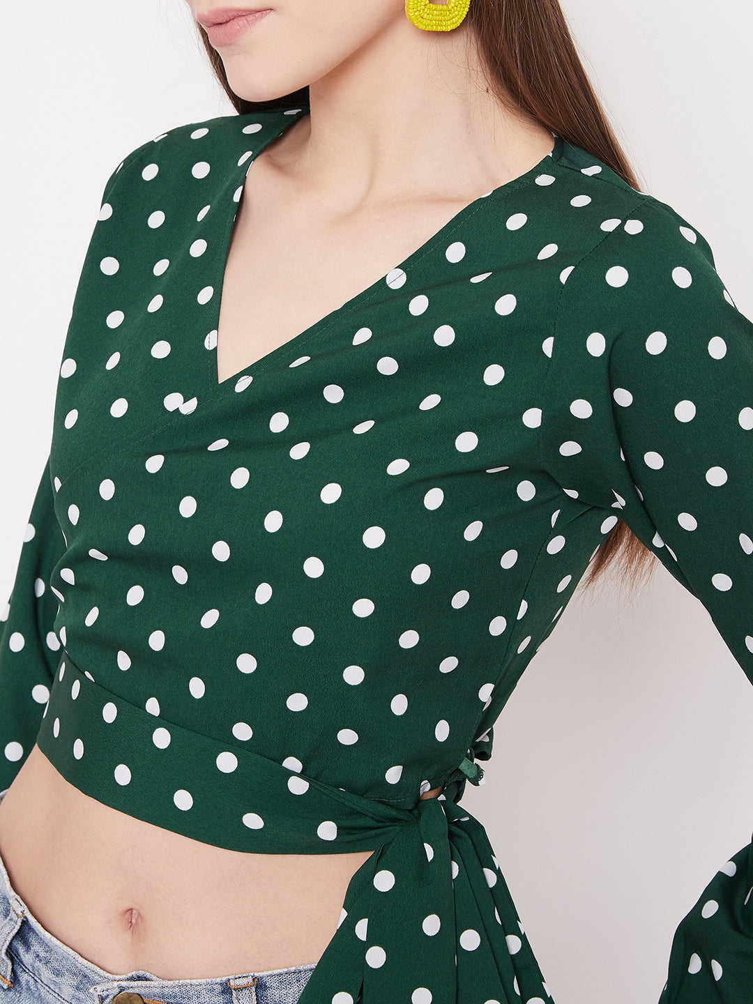 green polka dot crop top