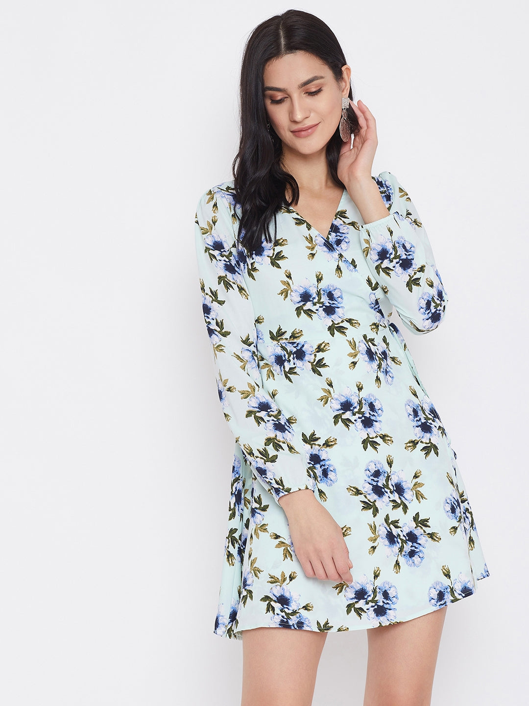 Paige Womens Blue S Tea-Length Floral Flare Dress Print Fit レディース 