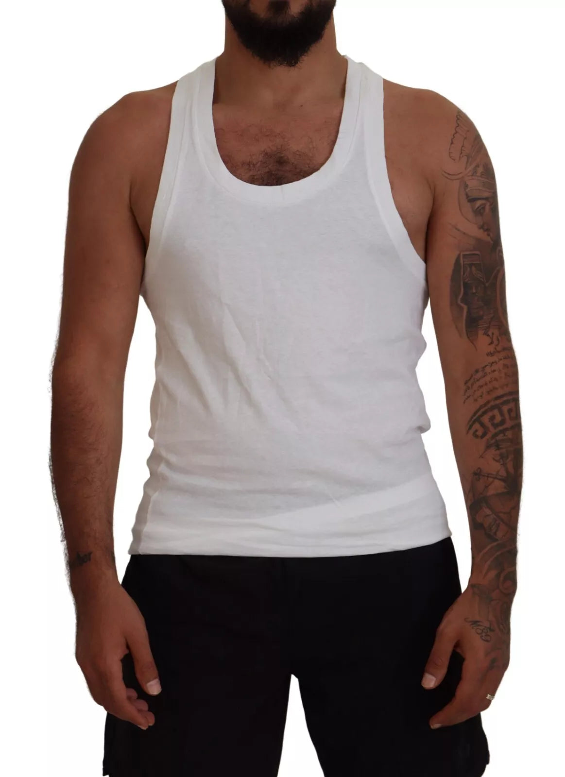 Dsquared² White Cotton Linen Sleeveless Tank Men's T-shirt