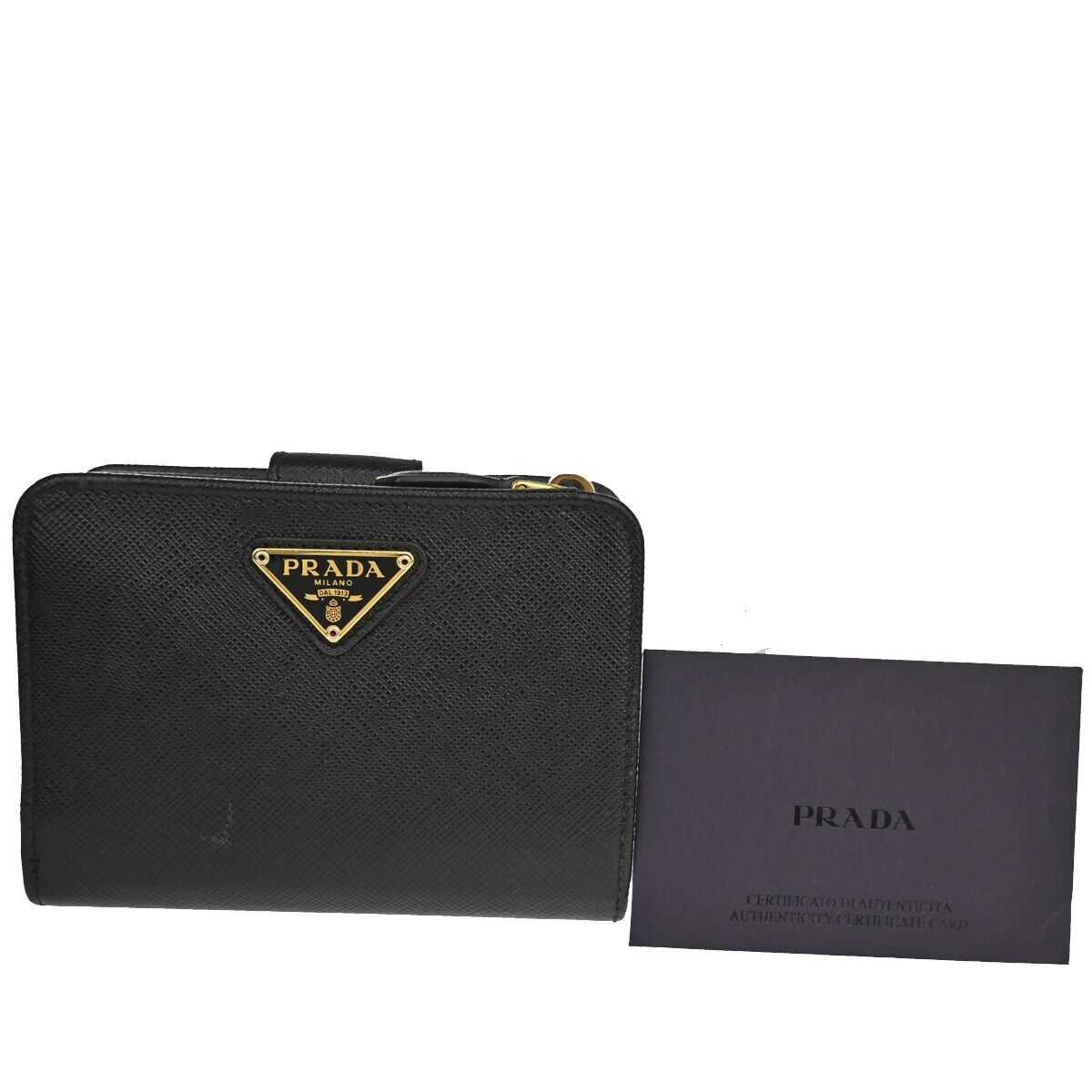 Shop Prada Saffiano Black Leather Wallet  ()