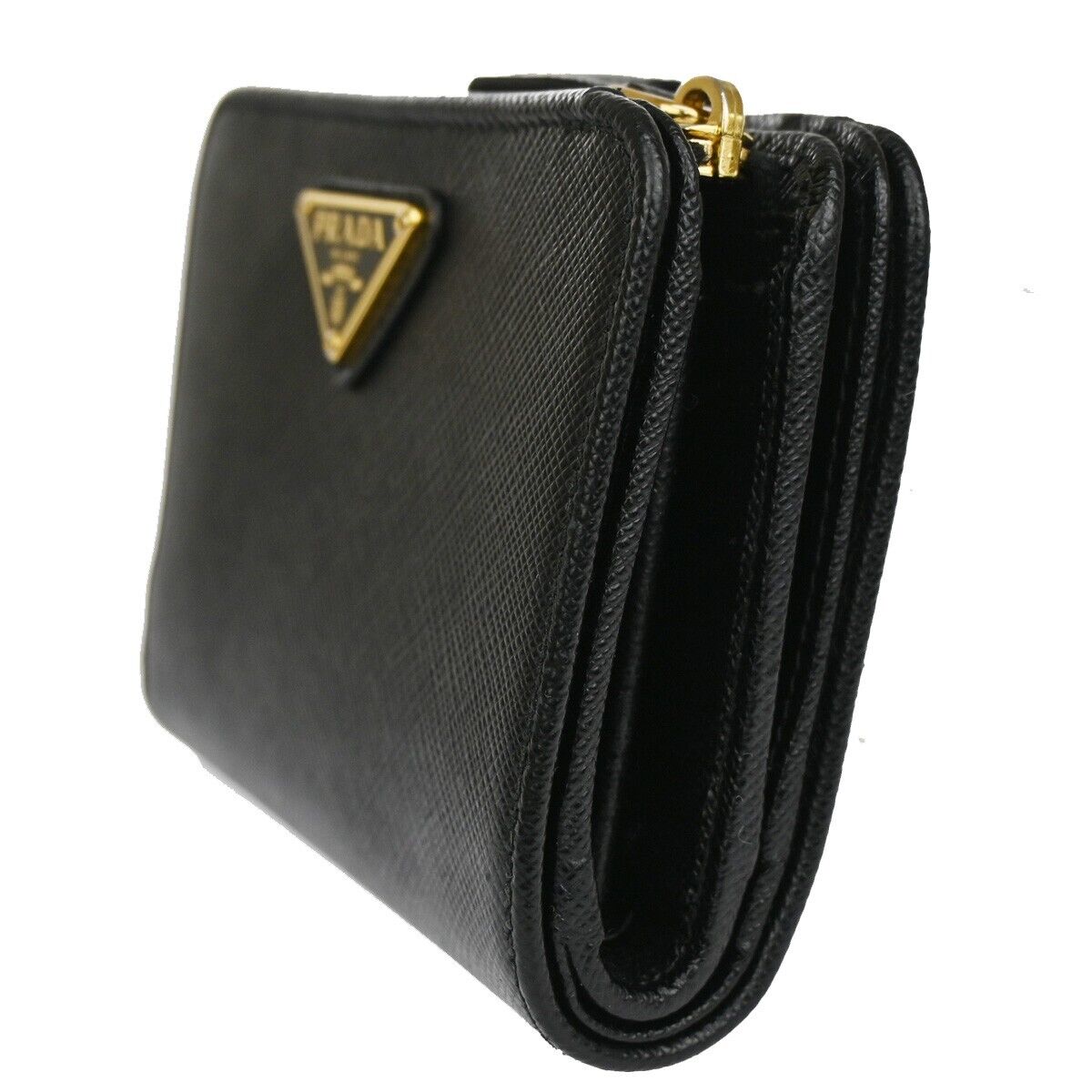 Shop Prada Saffiano Black Leather Wallet  ()