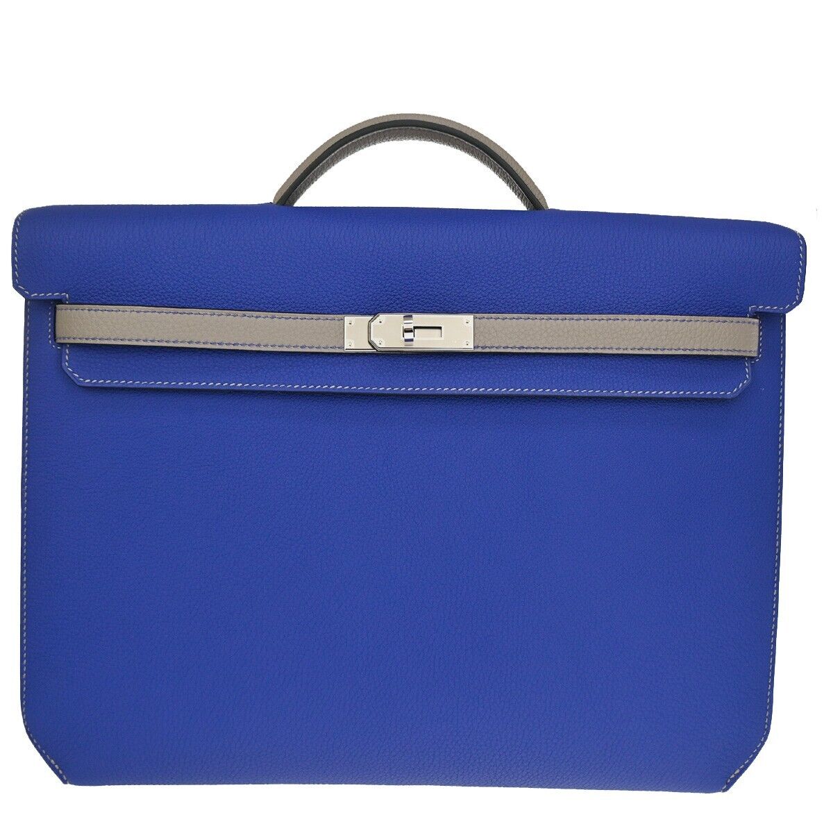 Hermes Hermès Kelly Depeche 38 Blue Leather Briefcase Bag ()