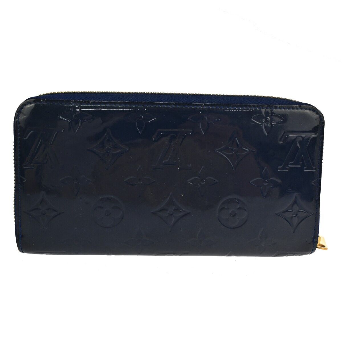 Pre-owned Louis Vuitton Portefeuille Zippy Navy Patent Leather Wallet  ()