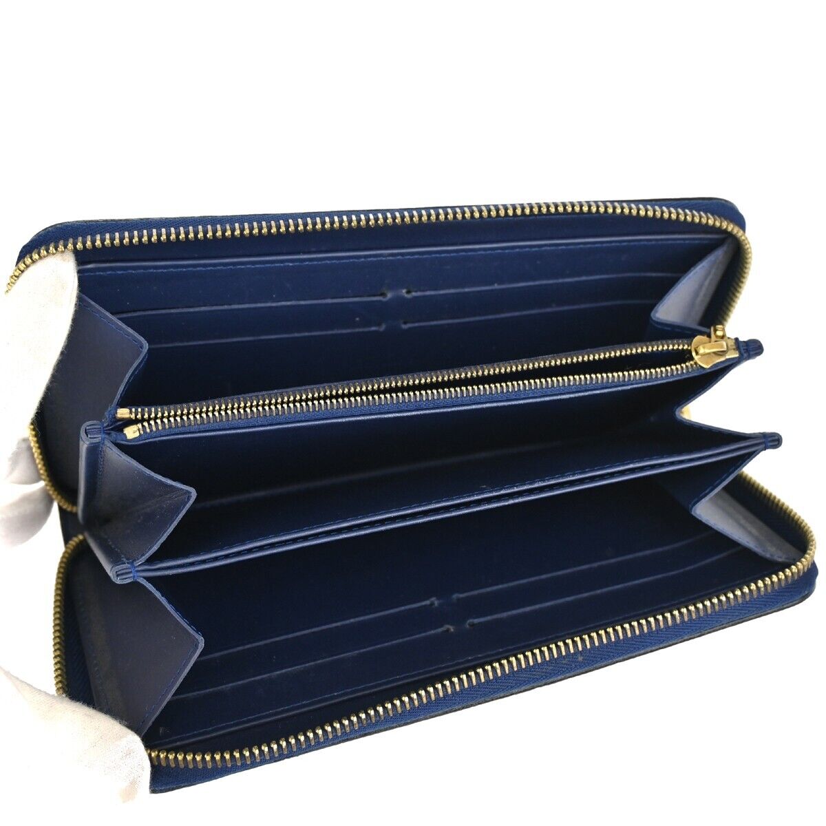 Pre-owned Louis Vuitton Portefeuille Zippy Navy Patent Leather Wallet  ()
