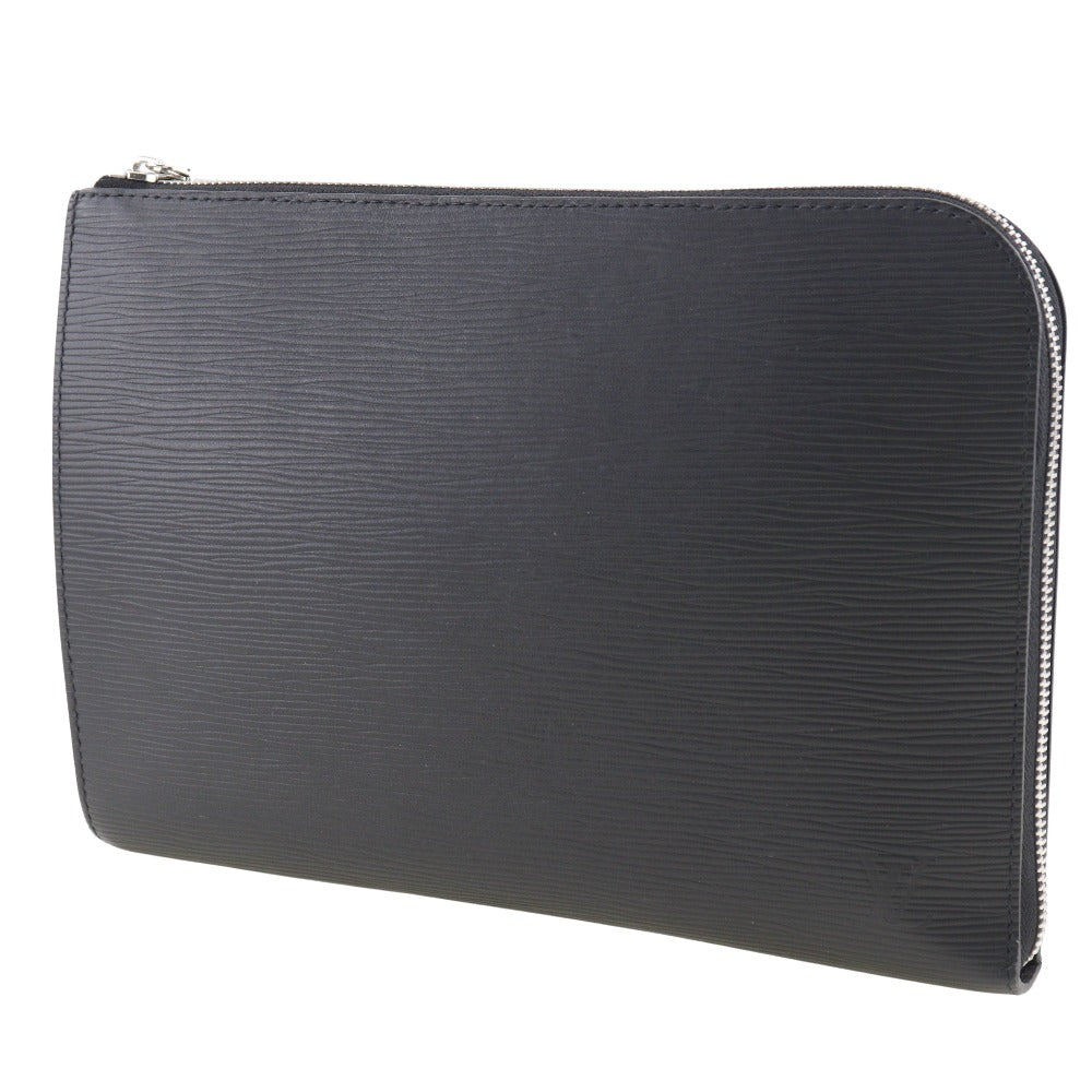 Pre-owned Louis Vuitton Pochette Black Leather Clutch Bag ()