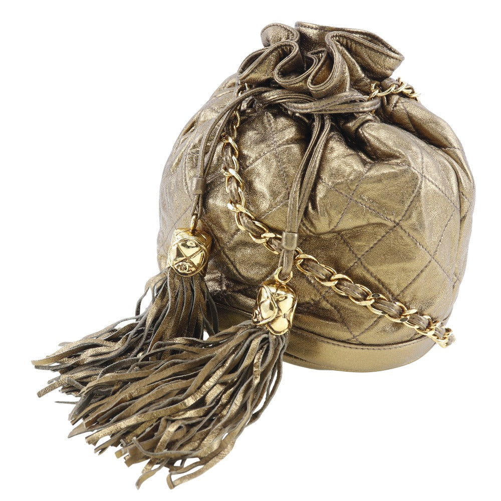 Pre-owned Chanel Fringe Gold Pony-style Calfskin Shoulder Bag ()