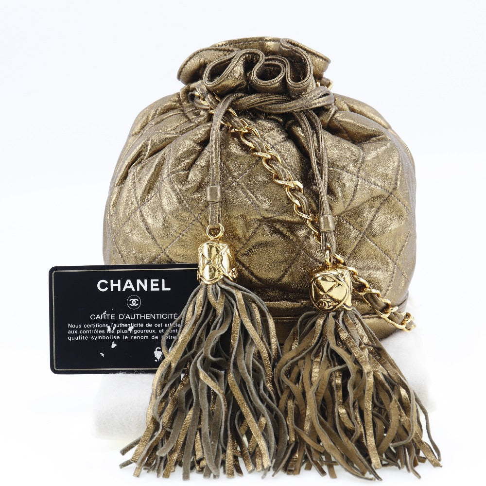 Pre-owned Chanel Fringe Gold Pony-style Calfskin Shoulder Bag ()