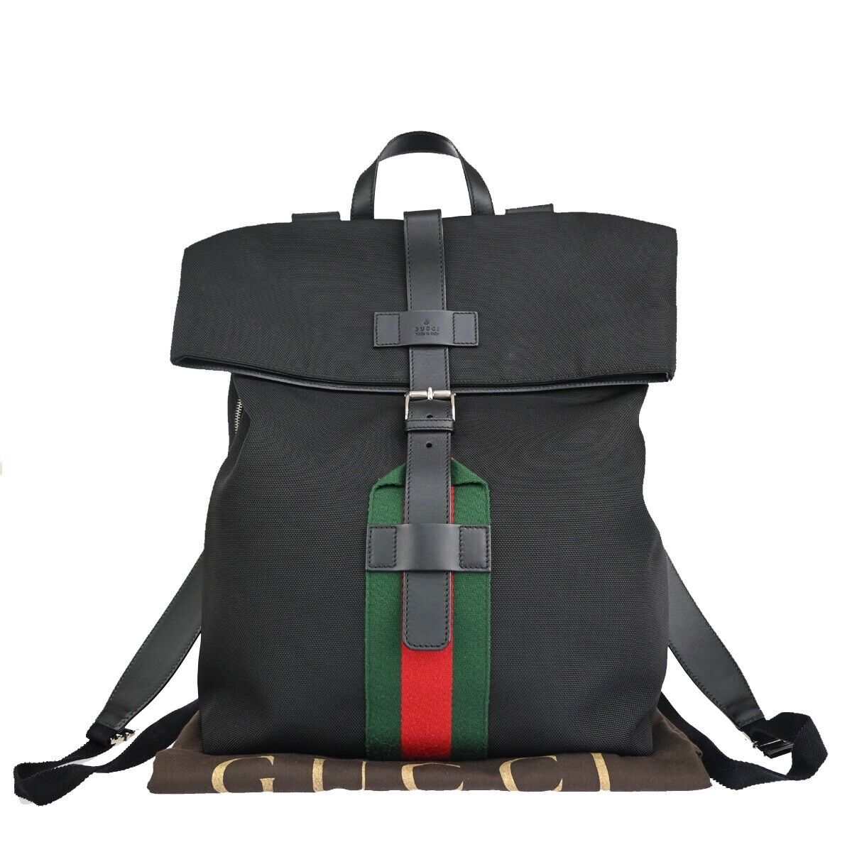 Gucci Sherry Black Canvas Backpack Bag ()
