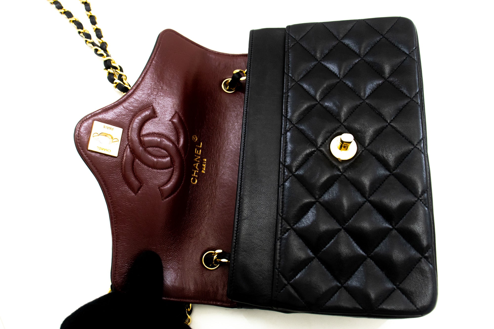 Pre-owned Chanel Double Flap Black Leather Shoulder Bag ()