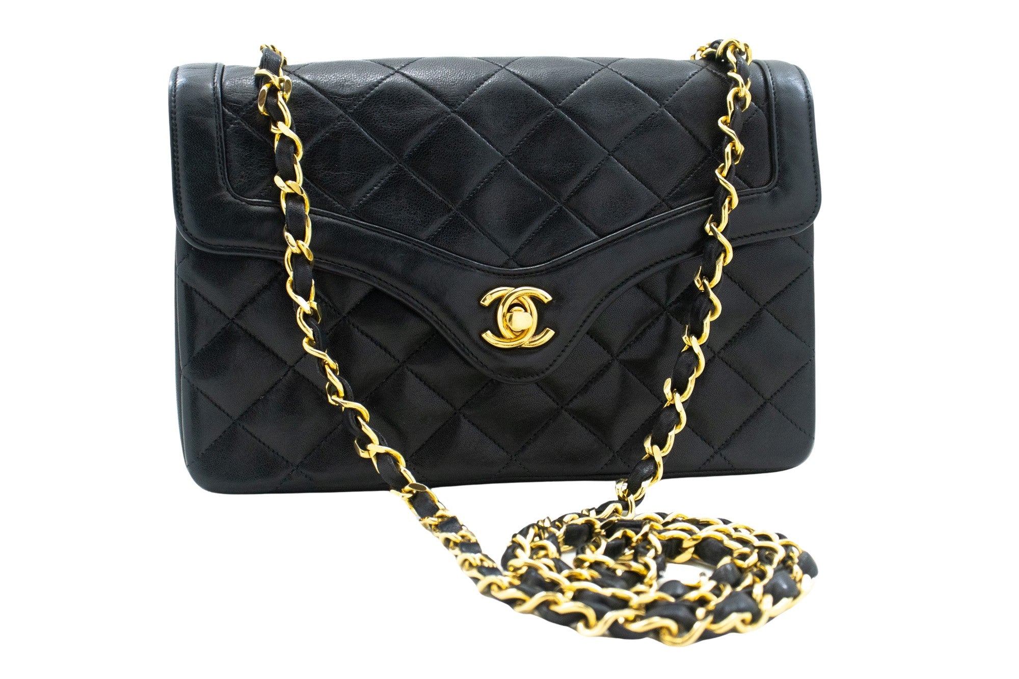 Pre-owned Chanel Double Flap Black Leather Shoulder Bag ()