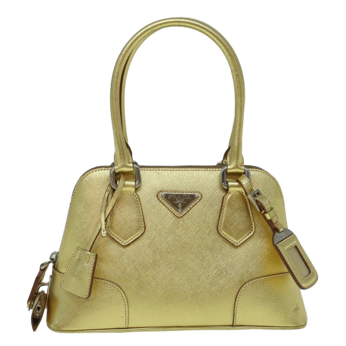 Image of Prada Saffiano Gold Leather Handbag (Pre-Owned)