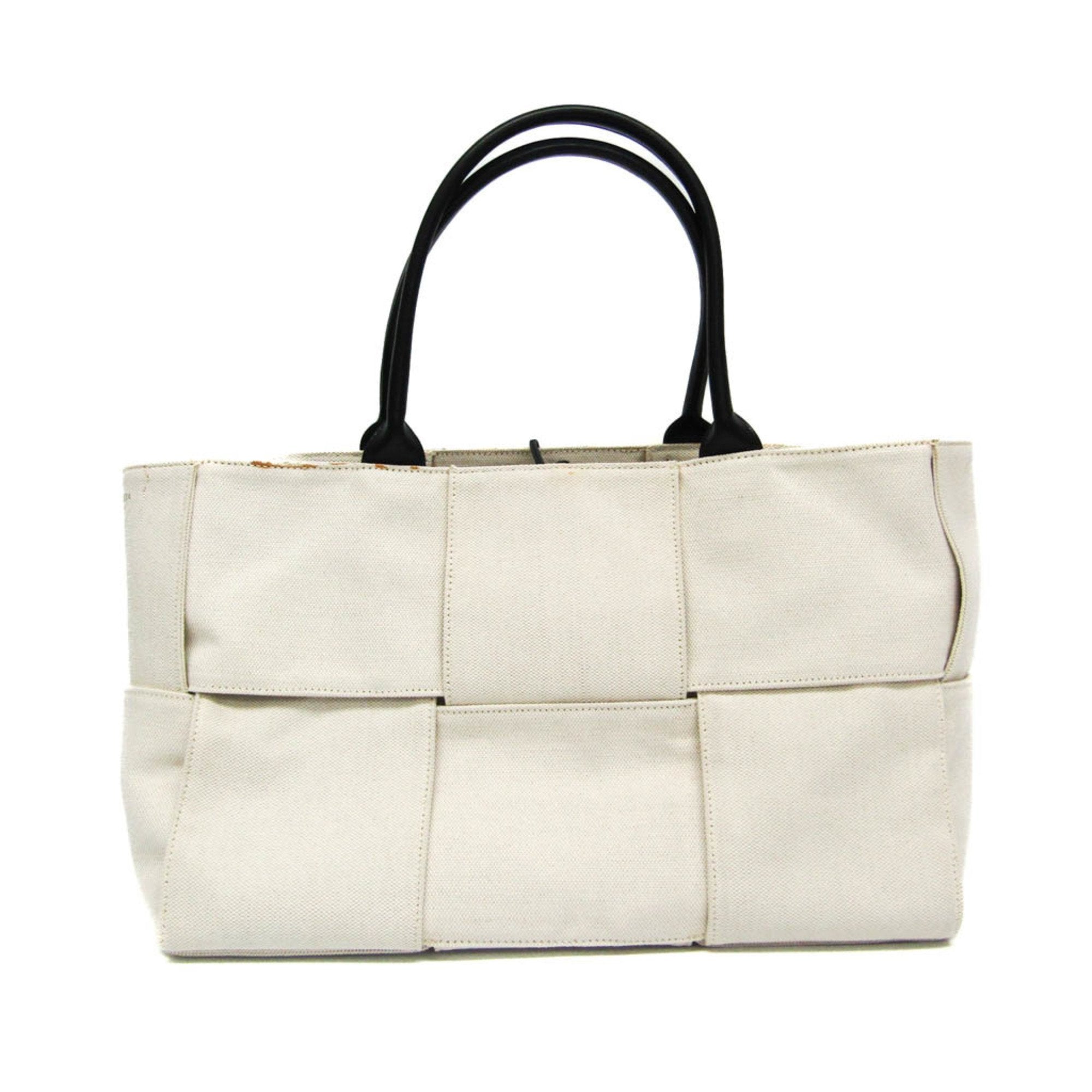 Image of Bottega Veneta Arco White Canvas Tote Bag (Pre-Owned)