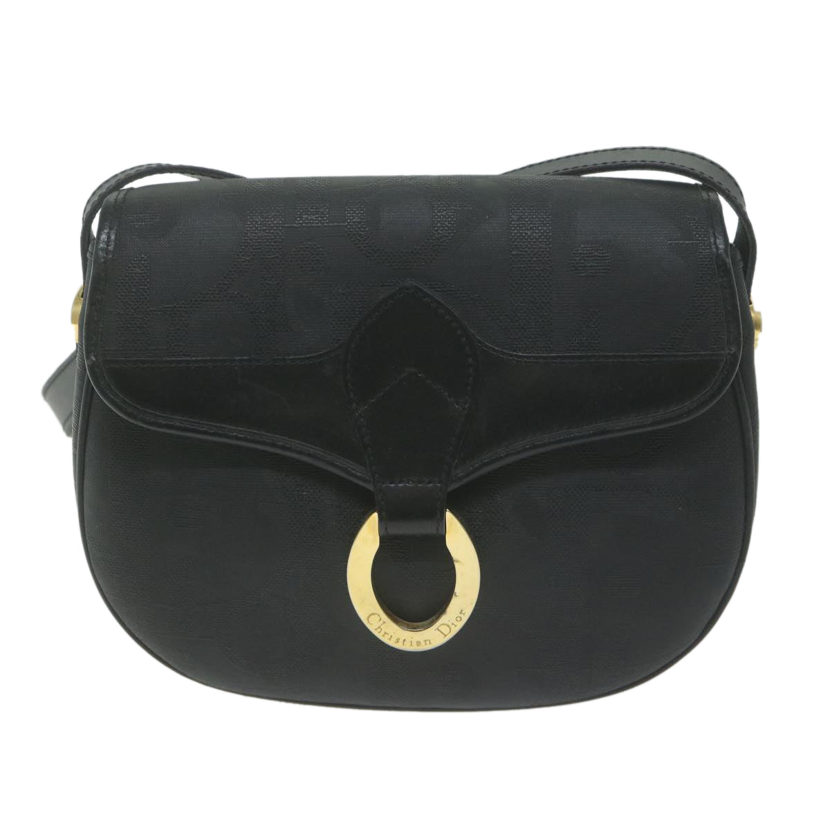 Shop Dior Trotter Black Canvas Shoulder Bag ()