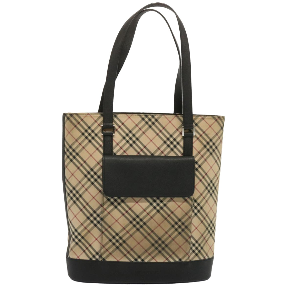 image of Burberry Check Link Beige Canvas Shoulder Bag (Pre-Owned)