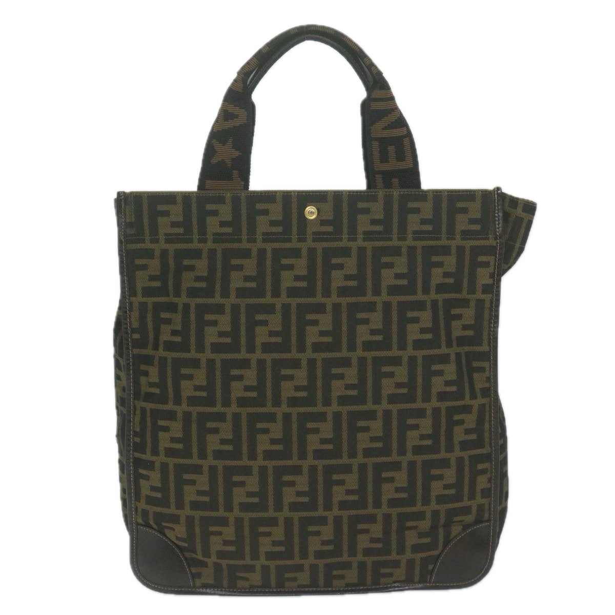 Shop Fendi Shopping Bag Khaki Canvas Tote Bag ()