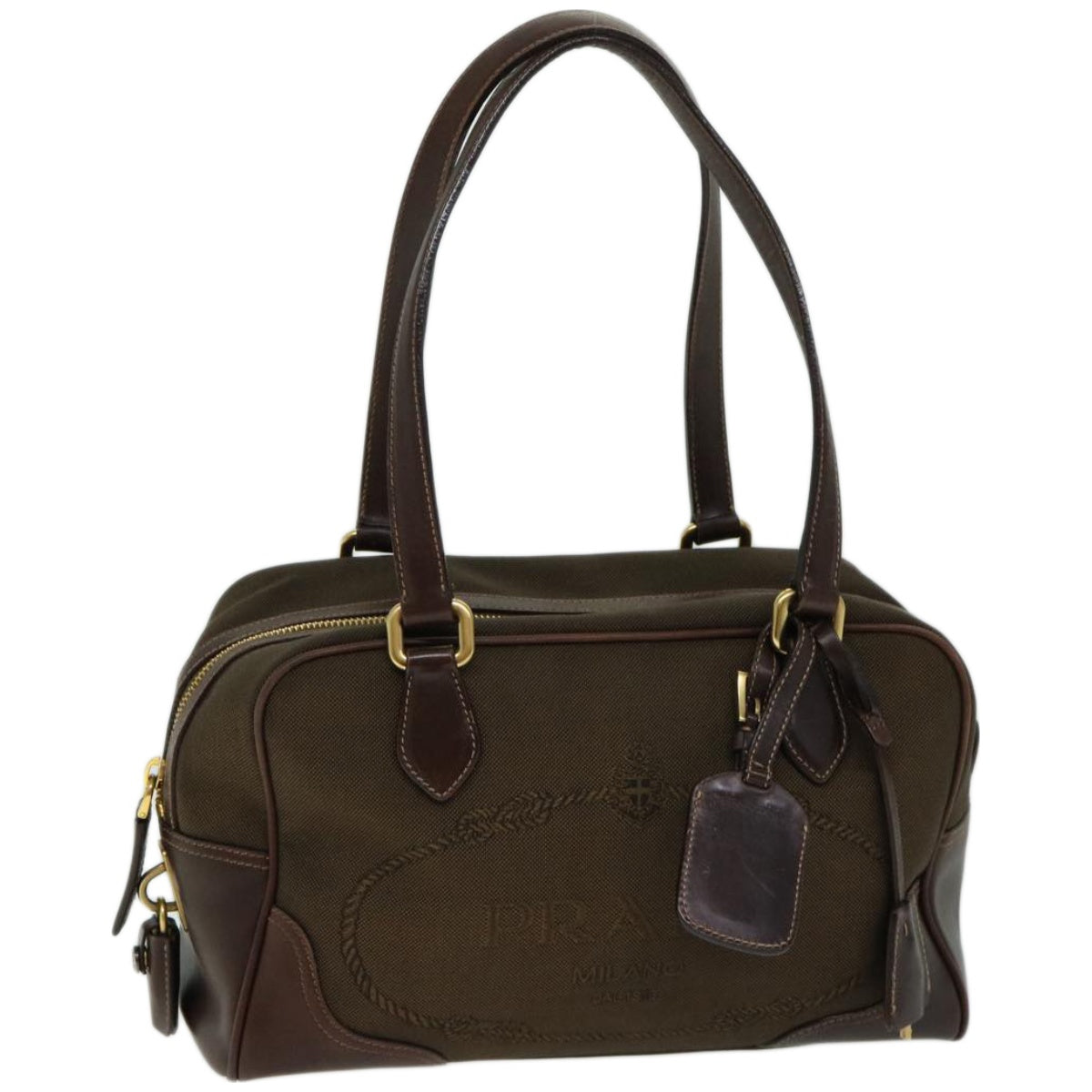 Shop Prada Green Canvas Travel Bag ()