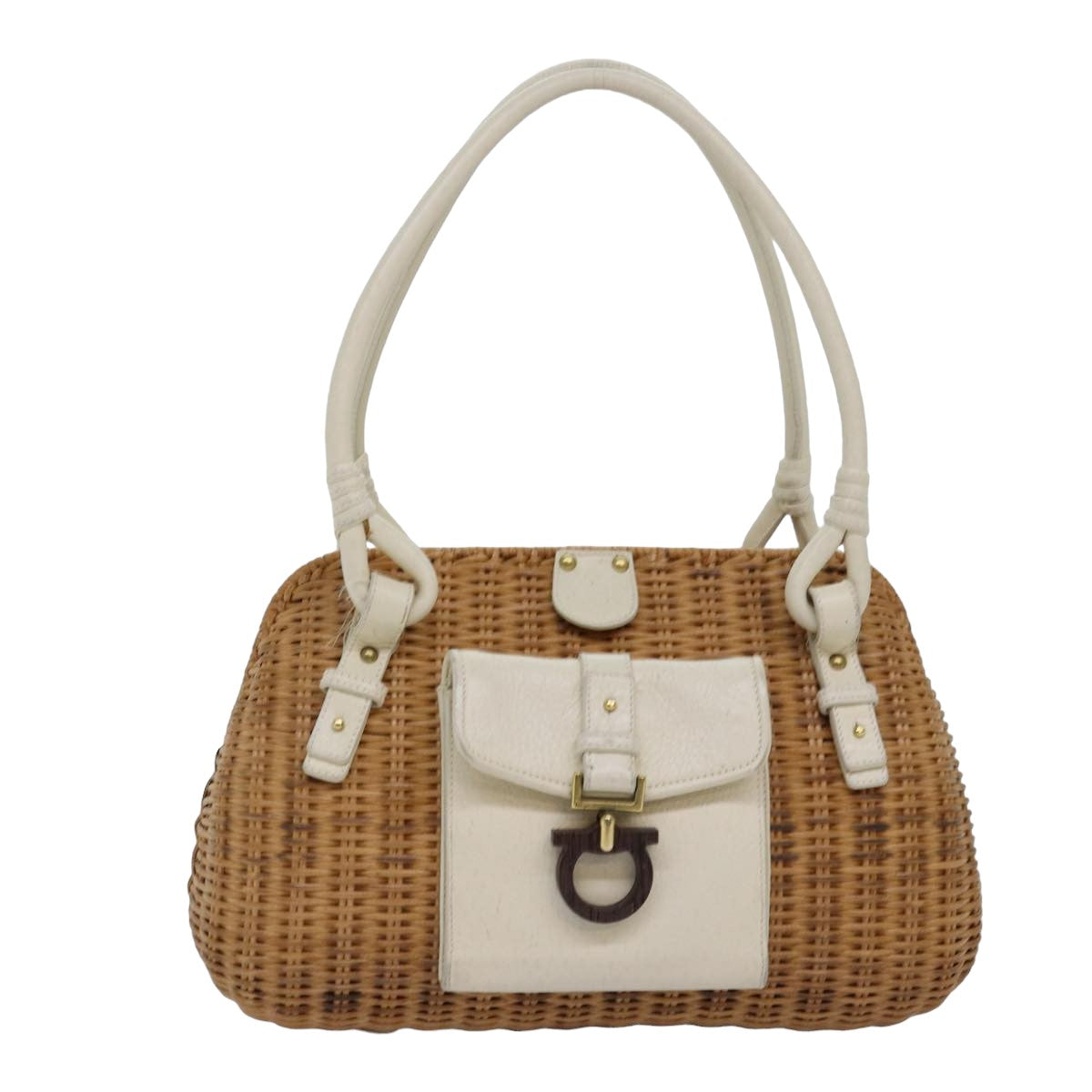 image of Salvatore Ferragamo Gancini Brown Wood Handbag (Pre-Owned)