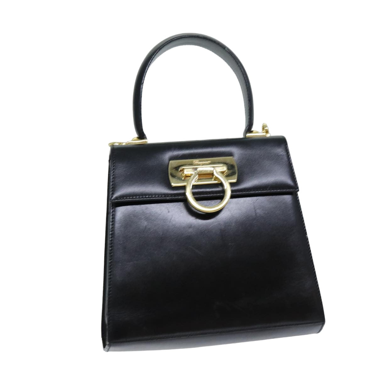 image of Salvatore Ferragamo Gancio Black Leather Handbag (Pre-Owned)