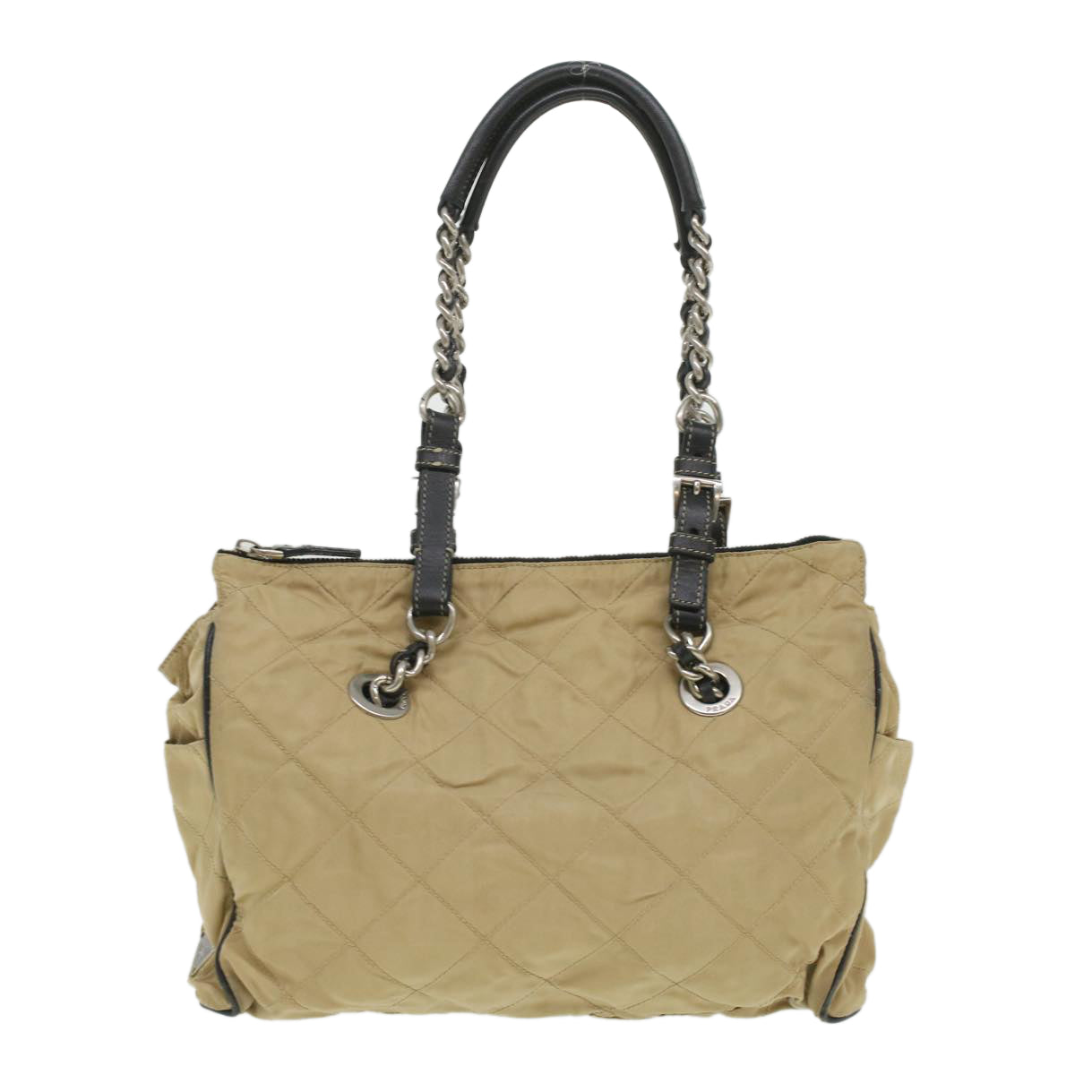 Image of Prada Beige Canvas Handbag (Pre-Owned)