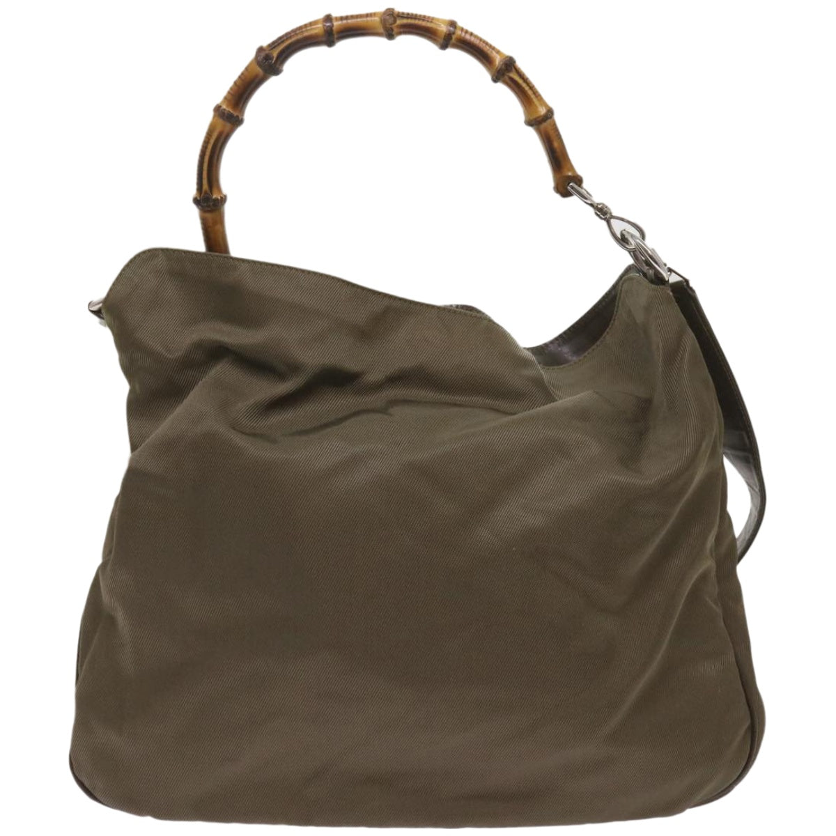 Shop Gucci Bamboo Khaki Synthetic Shoulder Bag ()