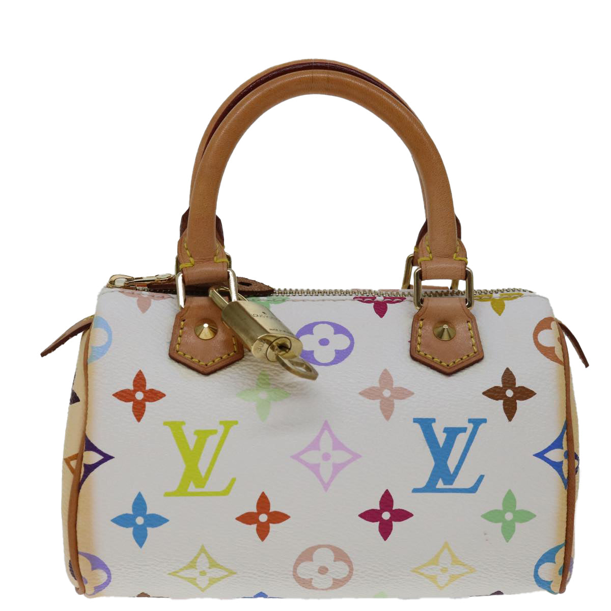 image of Louis Vuitton Mini Speedy White Canvas Handbag (Pre-Owned)