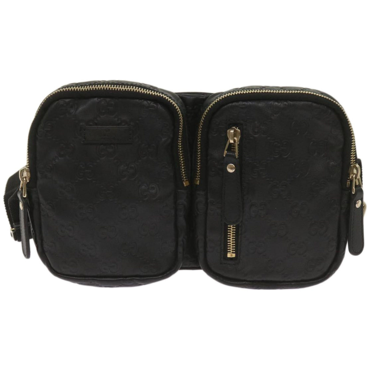 Shop Gucci Gg Signature Black Leather Shoulder Bag ()