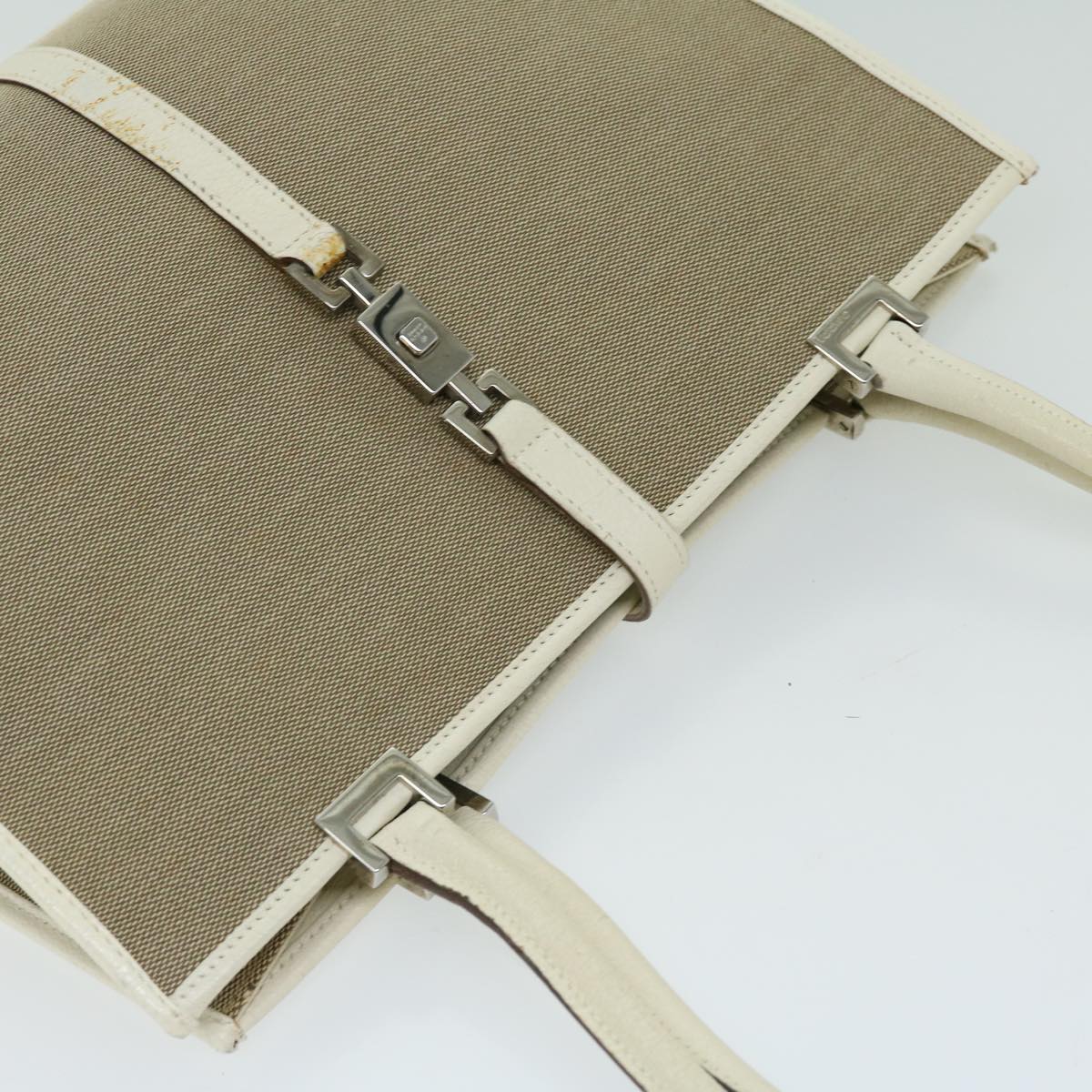 Shop Gucci Jackie Beige Canvas Shoulder Bag ()