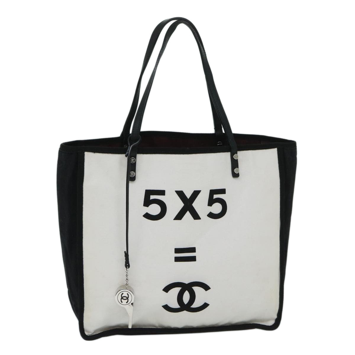 Pre-owned Chanel Cc White Canvas Tote Bag ()