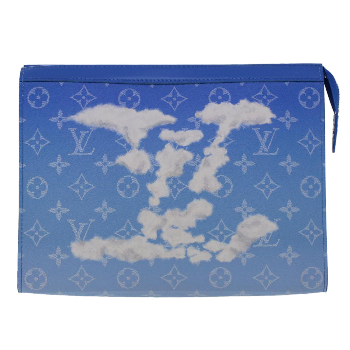 Pre-owned Louis Vuitton Pochette Voyage Blue Canvas Clutch Bag ()