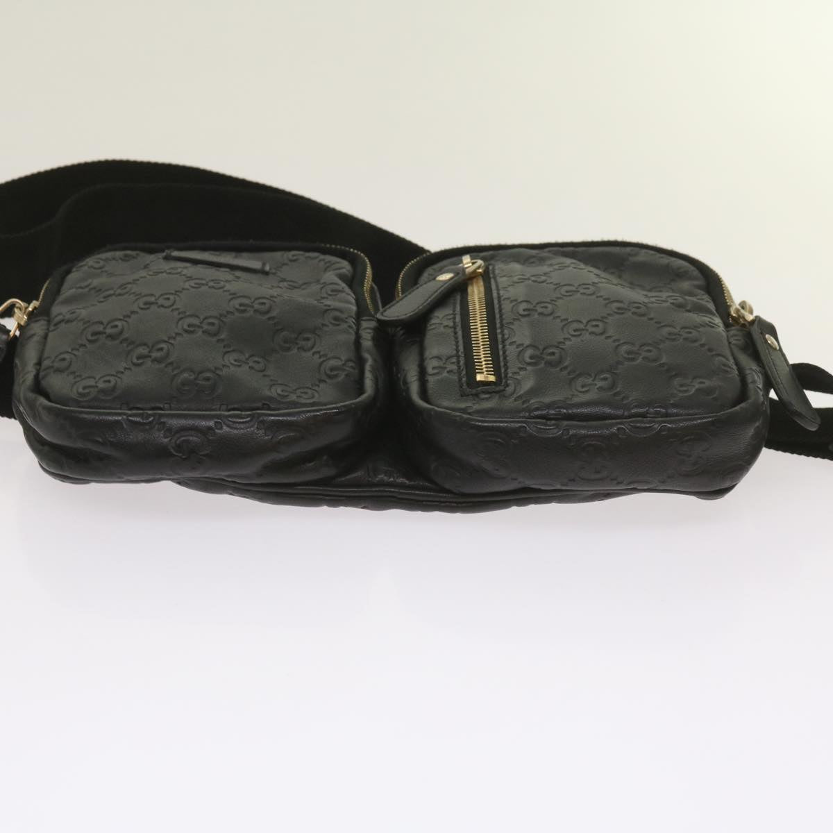 Shop Gucci Gg Signature Black Leather Shoulder Bag ()