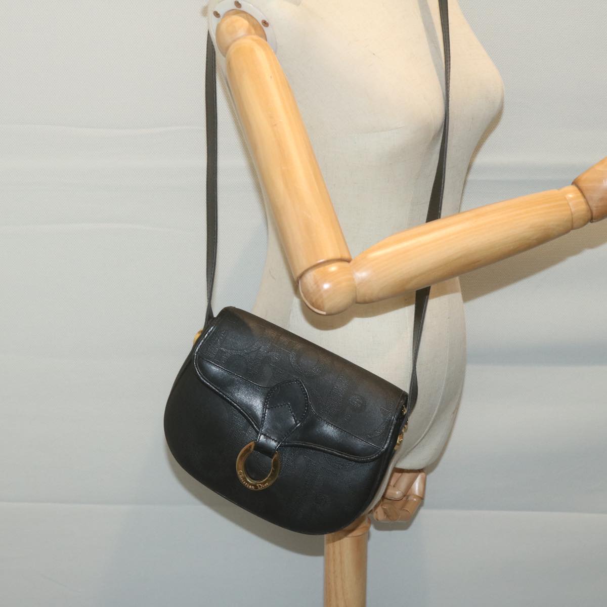 Shop Dior Trotter Black Canvas Shoulder Bag ()