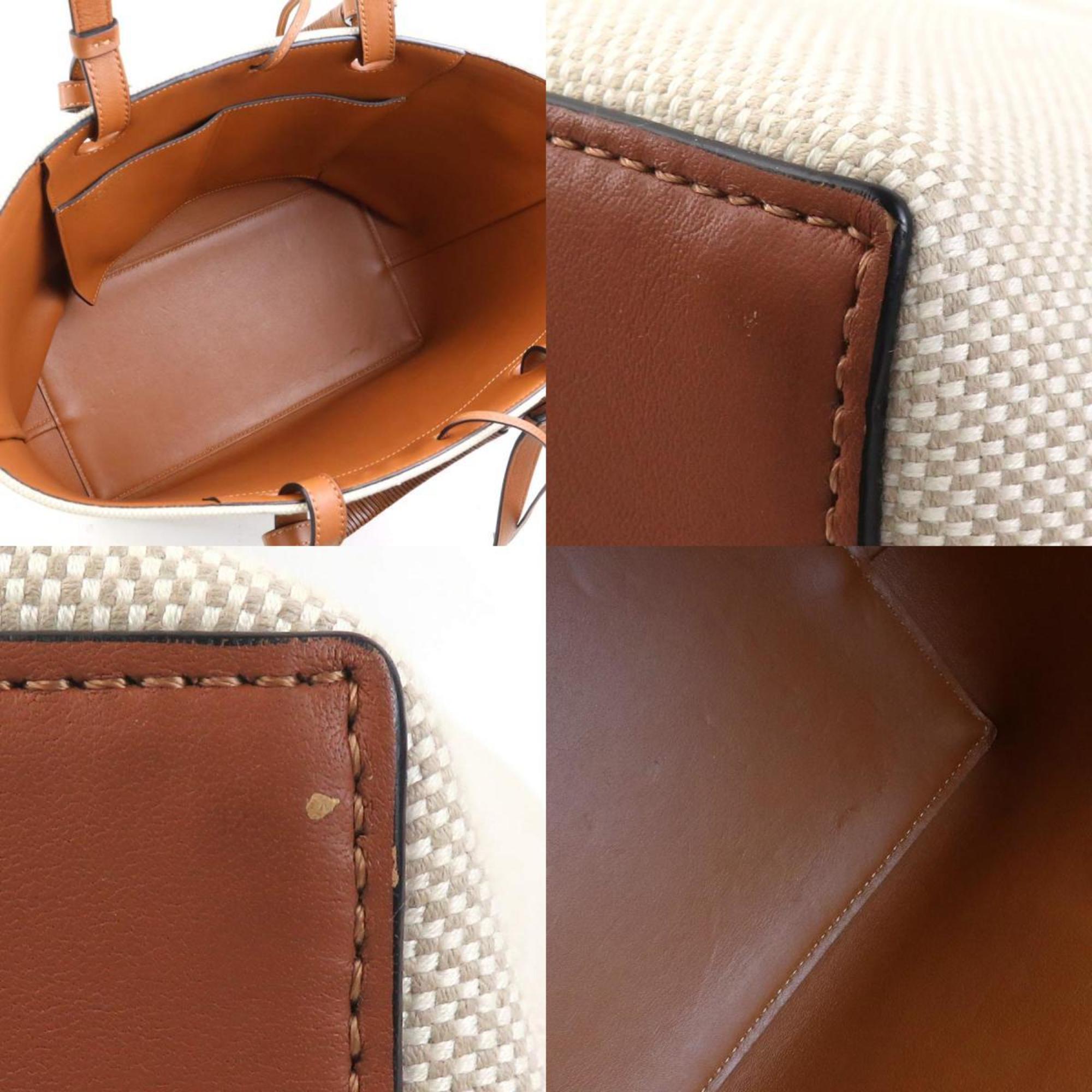 Pre-owned Loewe Beige Brown Canvas Leather Handbag Shoulder Bag ()