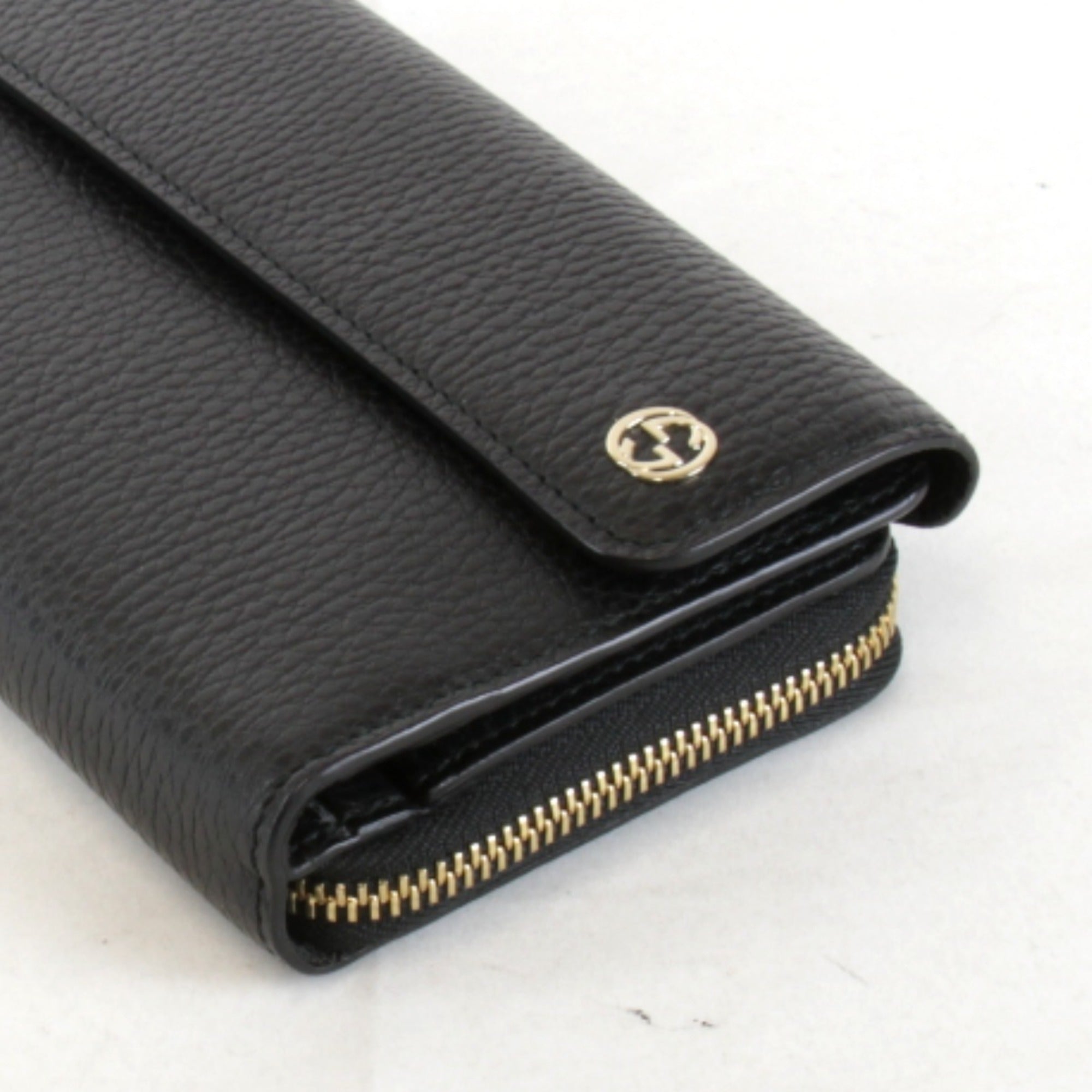 Pre-owned Gucci Black Leather Long Wallet (bi-fold) ()