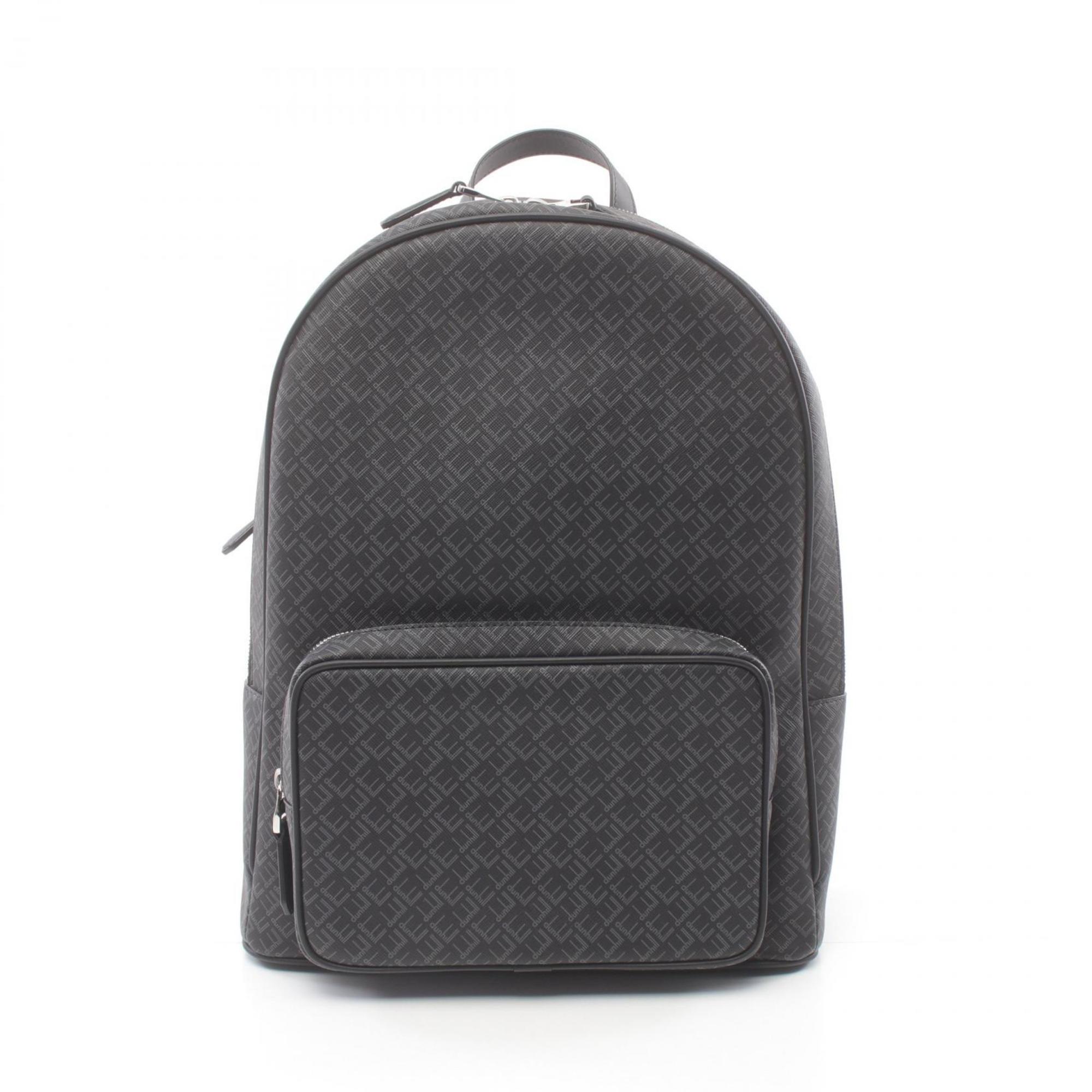 image of Dunhill Black Coated Canvas Leather Backpack (Pre-Owned)
