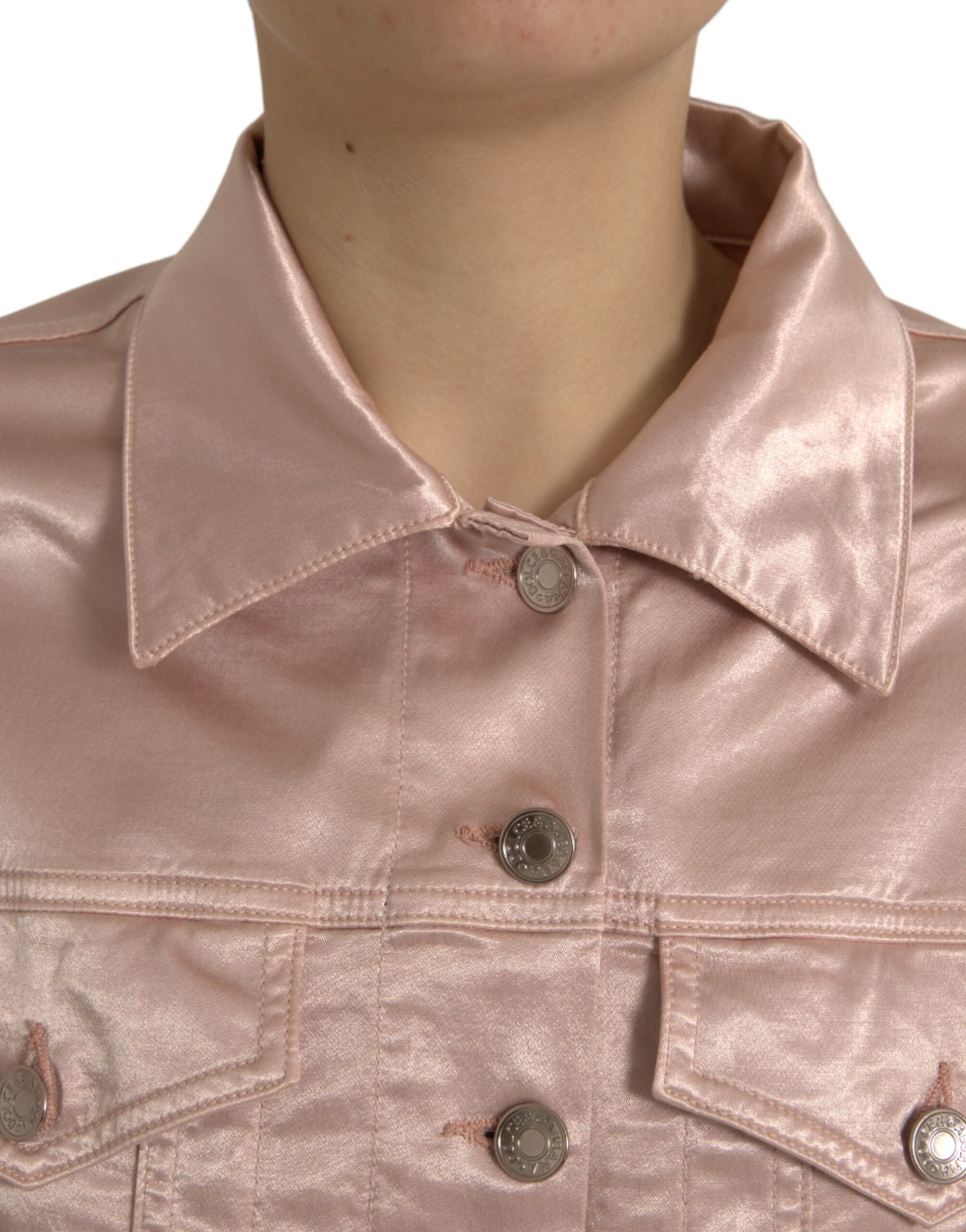Shop Dolce & Gabbana Elegant Pink Cropped Denim Women's Jacket